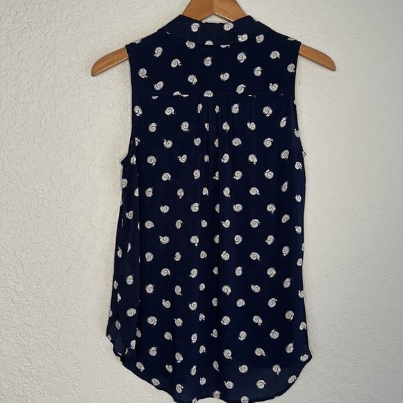 Anthropologie Snail Shirt Conversations Limited Edition Blue Sleeveless Preppy - Picture 5 of 6